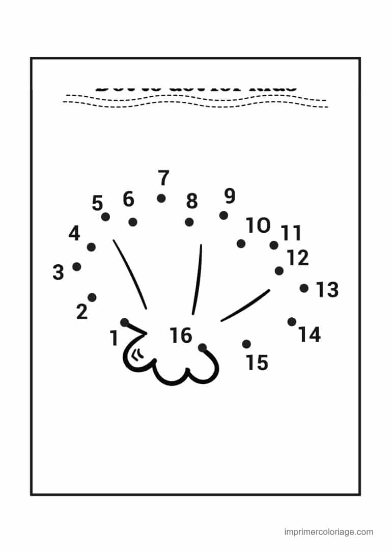 point a relier grande section 1 a 16 coquillage en eventail - dessin gratuit &agrave; imprimer