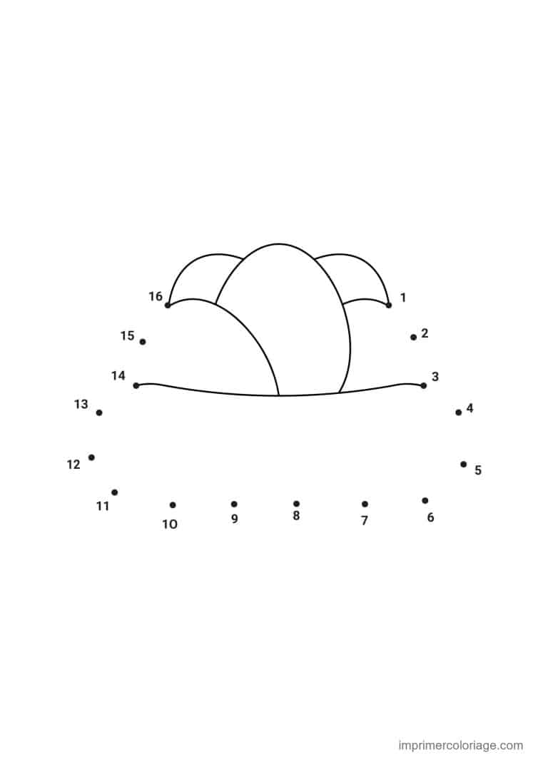 point a relier grande section 1 a 16 coquille d oeuf ouverte - dessin gratuit &agrave; imprimer