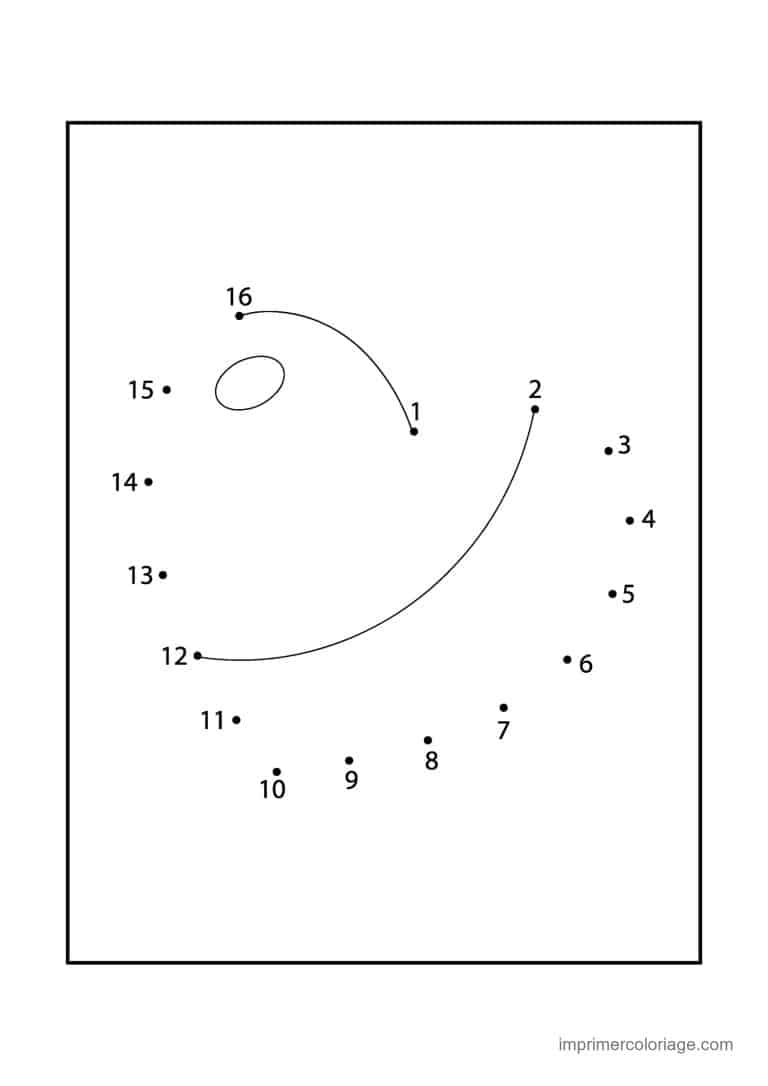 point a relier grande section 1 a 16 croissant de lune - dessin gratuit &agrave; imprimer
