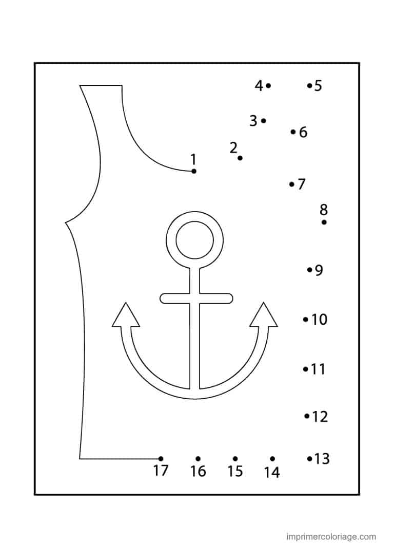 point a relier grande section 1 a 17 ancre marine - dessin gratuit &agrave; imprimer