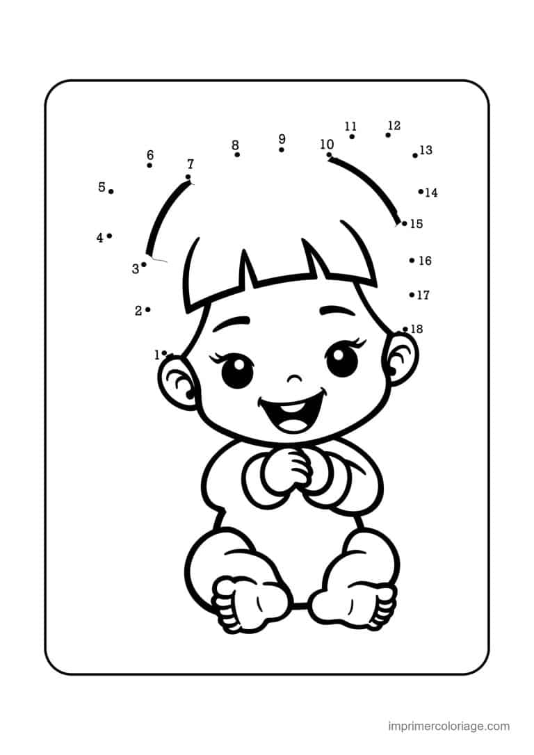 point a relier grande section 1 a 18 bebe assis - dessin gratuit &agrave; imprimer