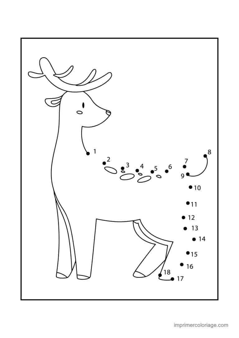 point a relier grande section 1 a 18 cerf - dessin gratuit &agrave; imprimer