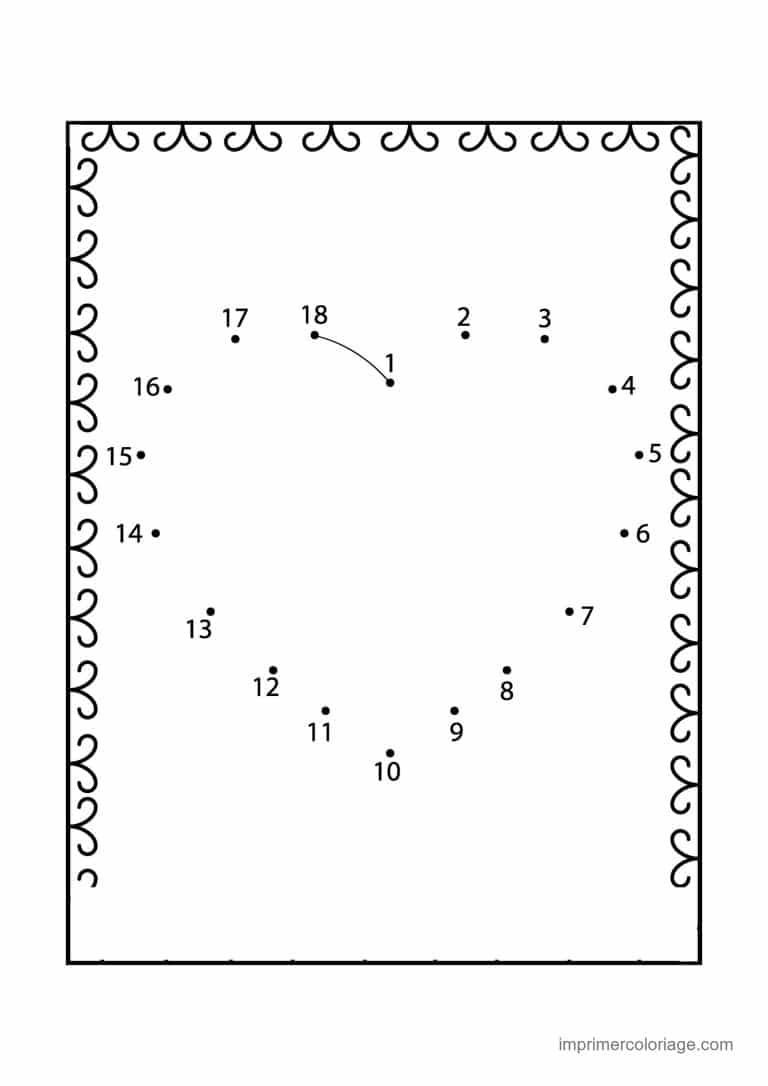 point a relier grande section 1 a 18 coeur en pointilles - dessin gratuit &agrave; imprimer