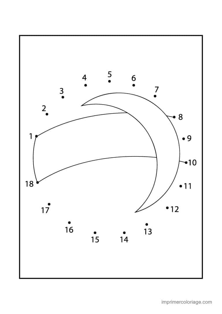 point a relier grande section 1 a 18 croissant de lune epais - dessin gratuit &agrave; imprimer