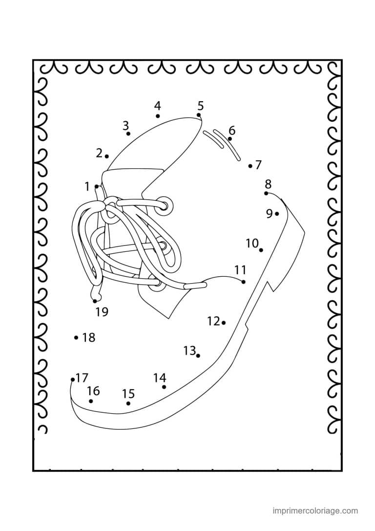 point a relier grande section 1 a 19 bonnet a lacets - dessin gratuit &agrave; imprimer