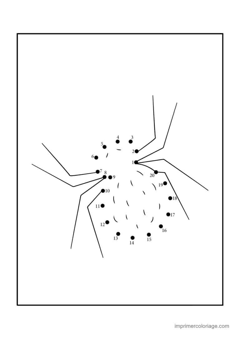 point a relier grande section 1 a 20 araignee - dessin gratuit &agrave; imprimer