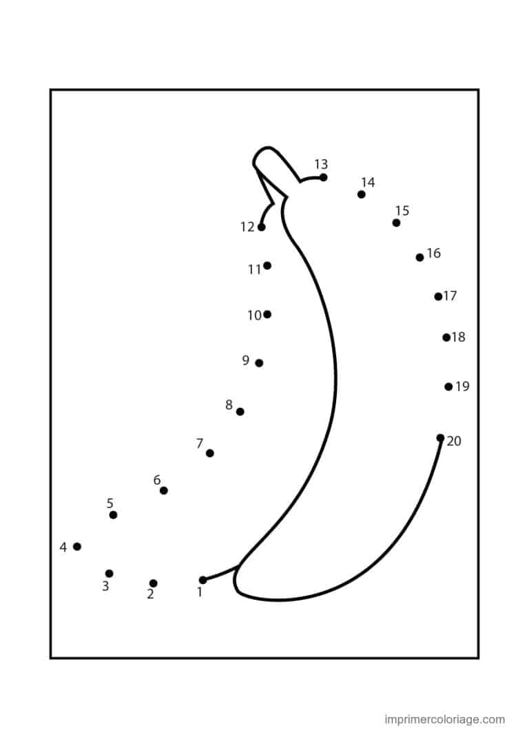 point a relier grande section 1 a 20 banane - dessin gratuit &agrave; imprimer
