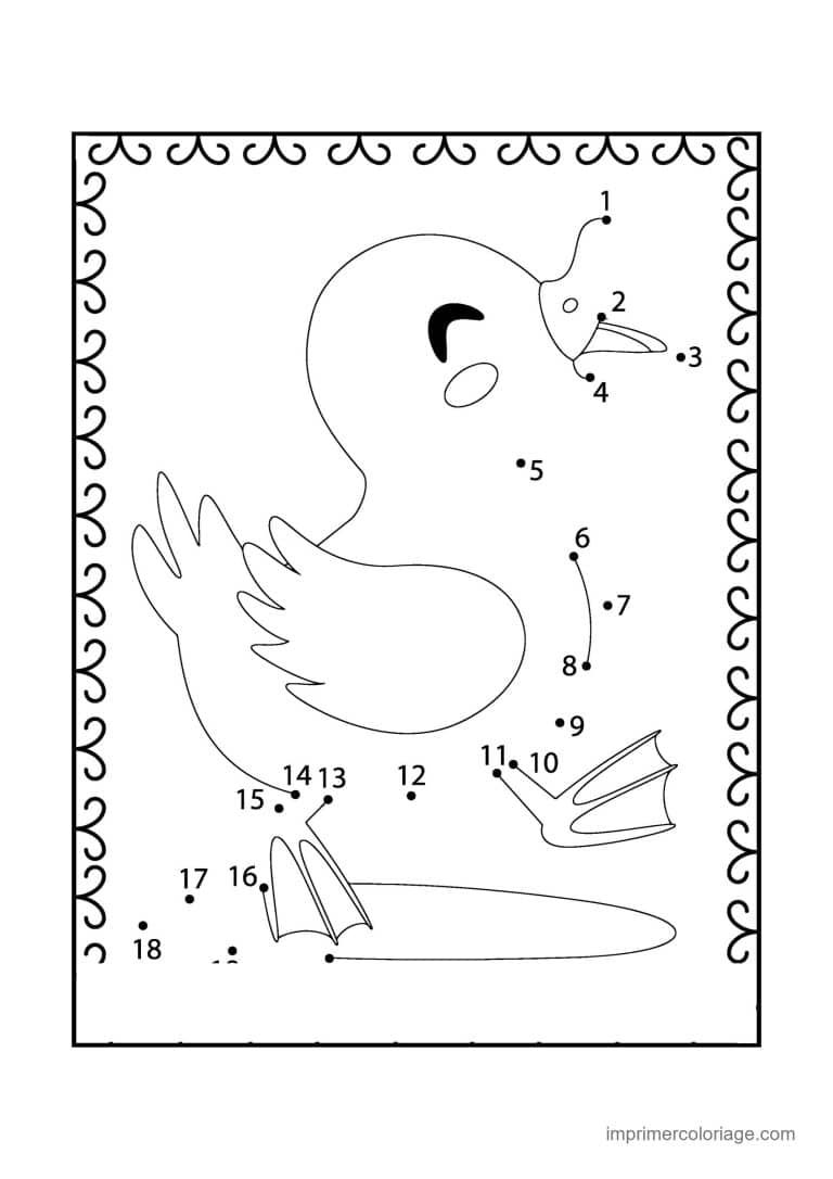 point a relier grande section 1 a 20 canard qui bat des ailes - dessin gratuit &agrave; imprimer