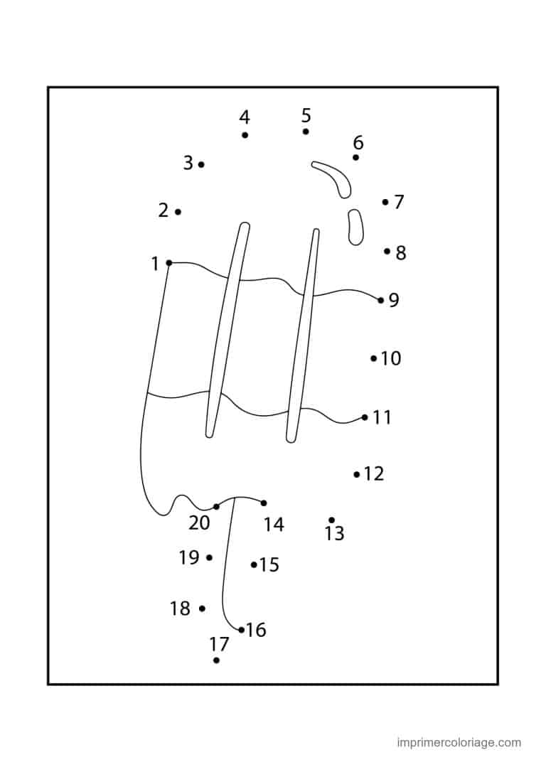 point a relier grande section 1 a 20 drapeau de plage - dessin gratuit &agrave; imprimer