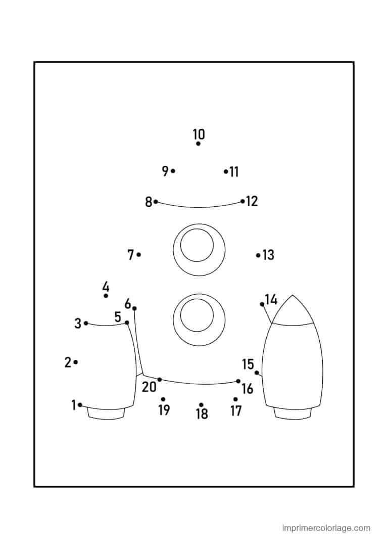 point a relier grande section 1 a 20 fusee - dessin gratuit &agrave; imprimer