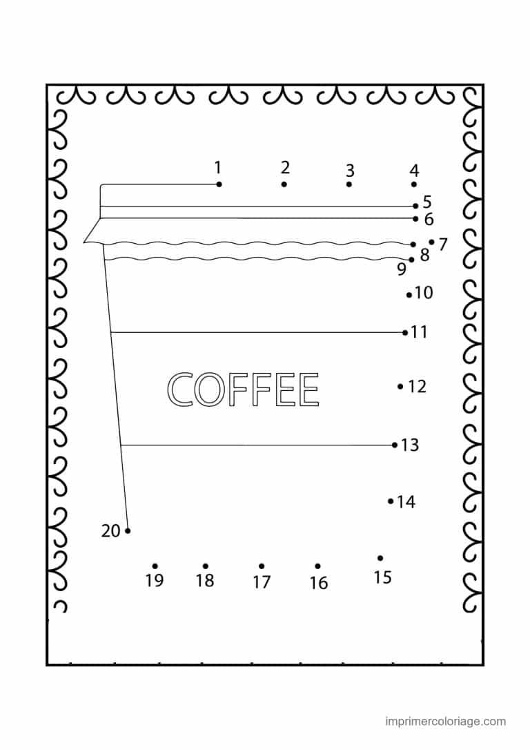 point a relier grande section 1 a 20 gobelet de cafe - dessin gratuit &agrave; imprimer