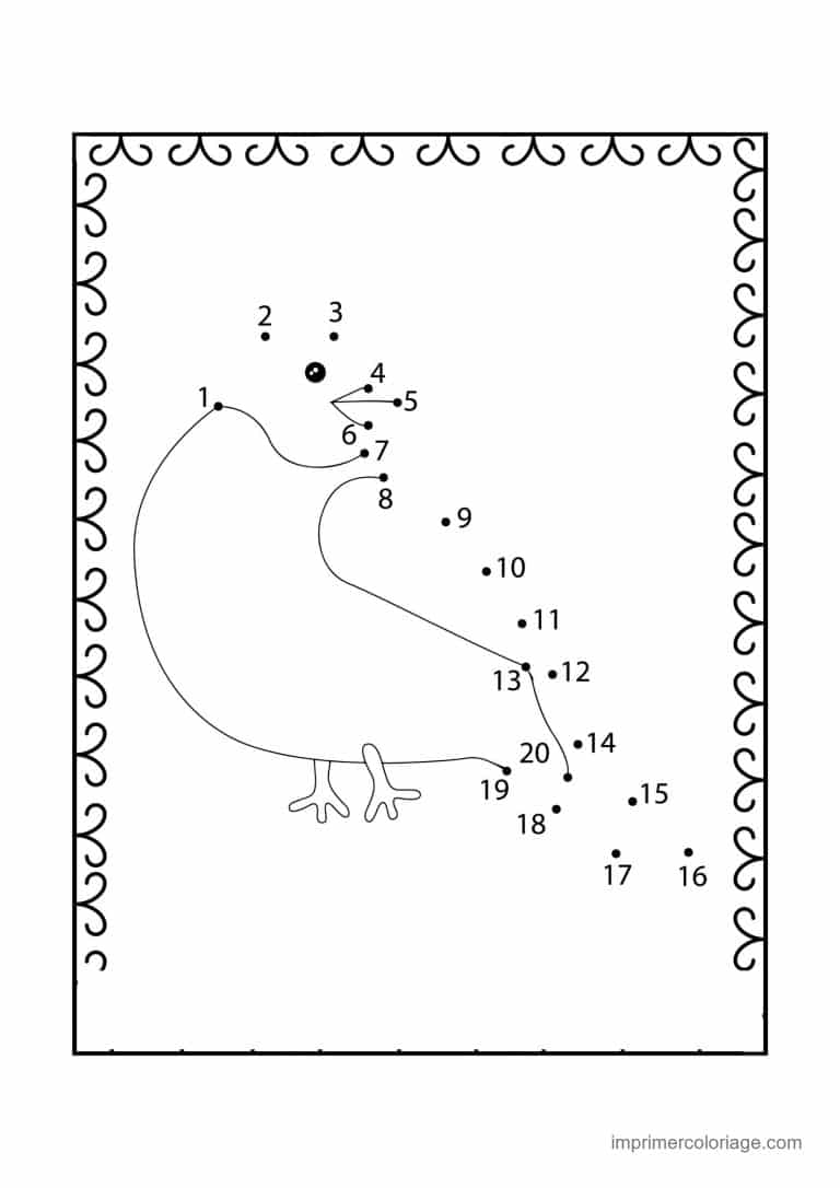 point a relier grande section 1 a 20 oiseau perche - dessin gratuit &agrave; imprimer