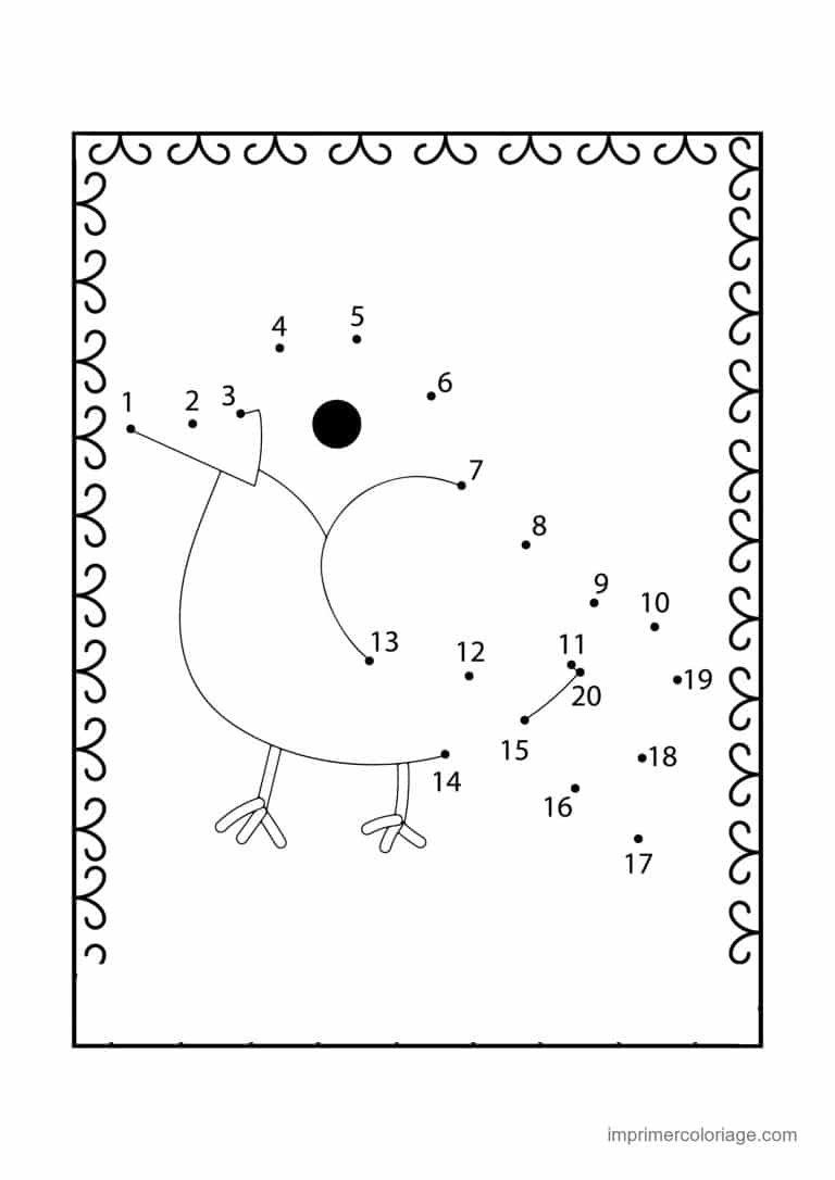 point a relier grande section 1 a 20 oisillon - dessin gratuit &agrave; imprimer