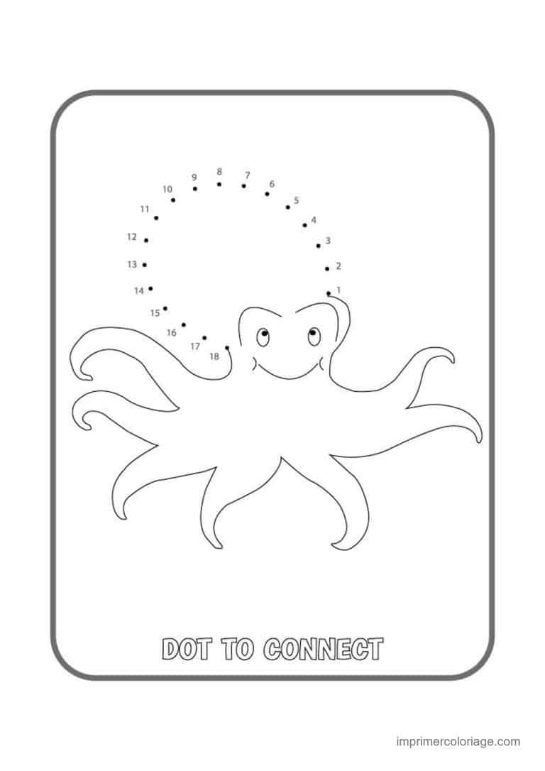 point a relier grande section 1 a 20 pieuvre souriante - dessin gratuit &agrave; imprimer