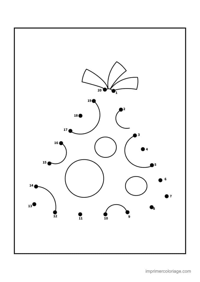 point a relier grande section 1 a 20 sapin decore - dessin gratuit &agrave; imprimer