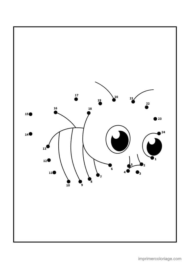 point a relier insecte 1 a 24 insecte a rayures - dessin gratuit &agrave; imprimer