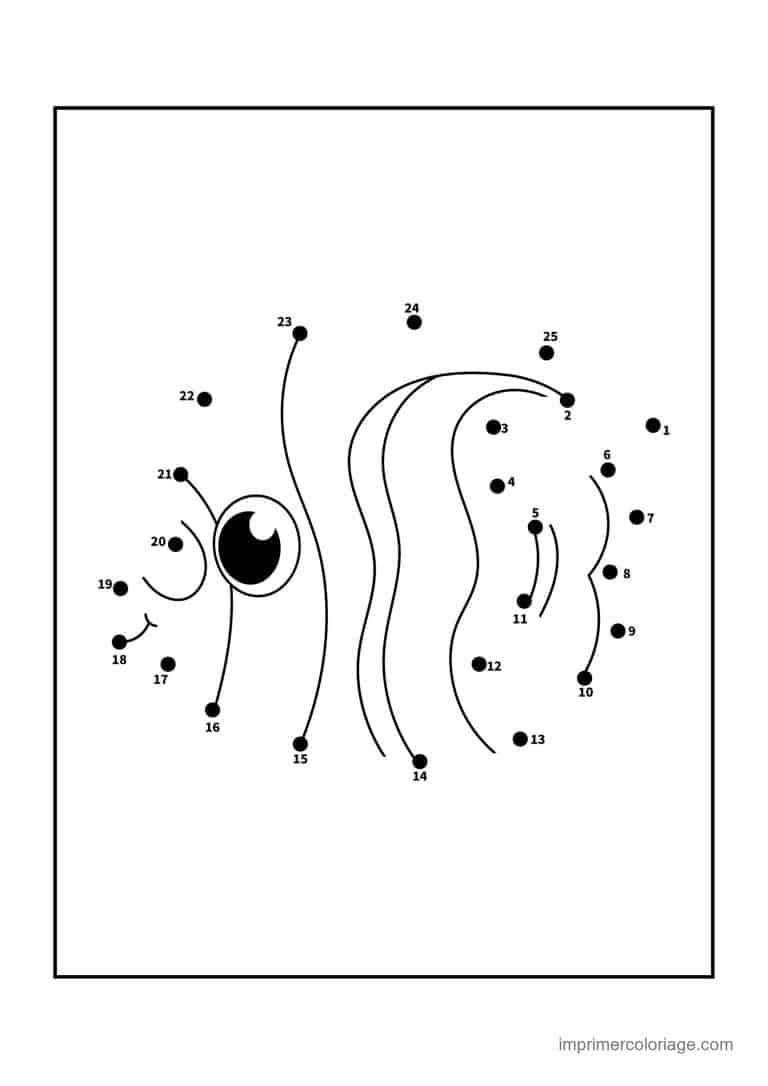 point a relier insecte 1 a 25 chenille aux grands yeux - dessin gratuit &agrave; imprimer
