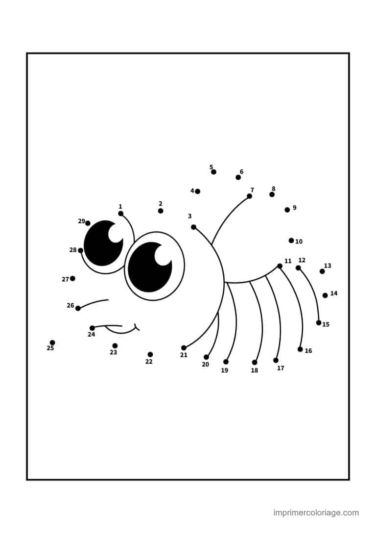 point a relier insecte 1 a 29 fourmi aux grands yeux - dessin gratuit &agrave; imprimer