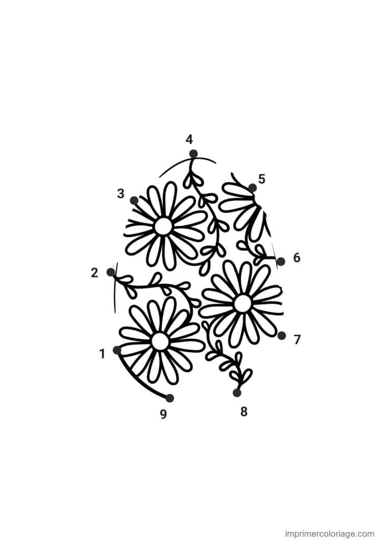 point a relier moyenne section 1 a 10 bouquet de marguerites - dessin gratuit &agrave; imprimer