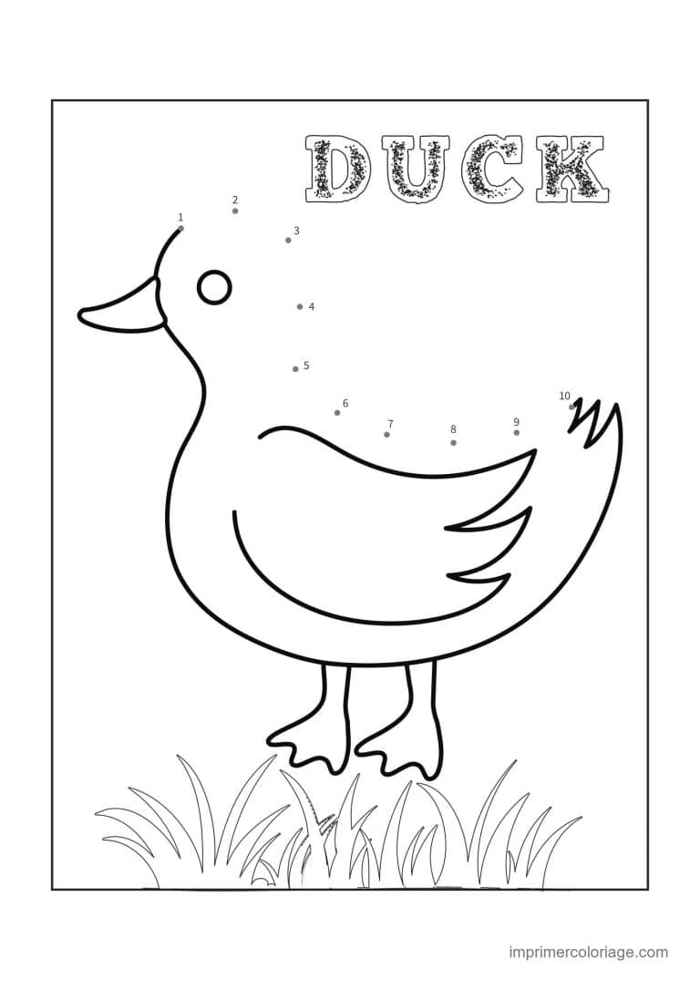point a relier moyenne section 1 a 10 canard - dessin gratuit &agrave; imprimer