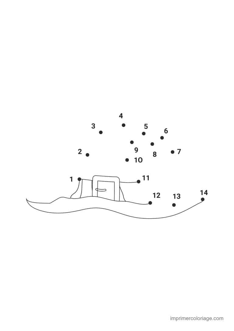 point a relier moyenne section 1 a 10 chapeau de sorciere pose - dessin gratuit &agrave; imprimer
