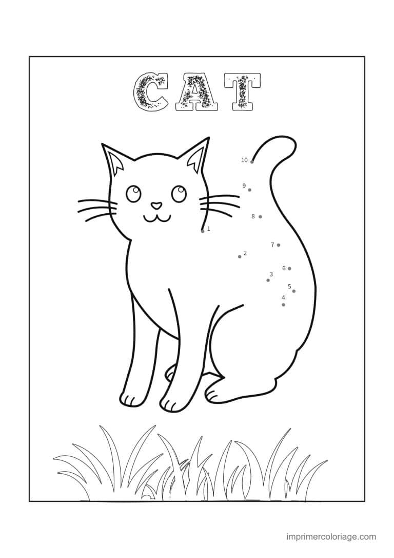 point a relier moyenne section 1 a 10 chat assis - dessin gratuit &agrave; imprimer