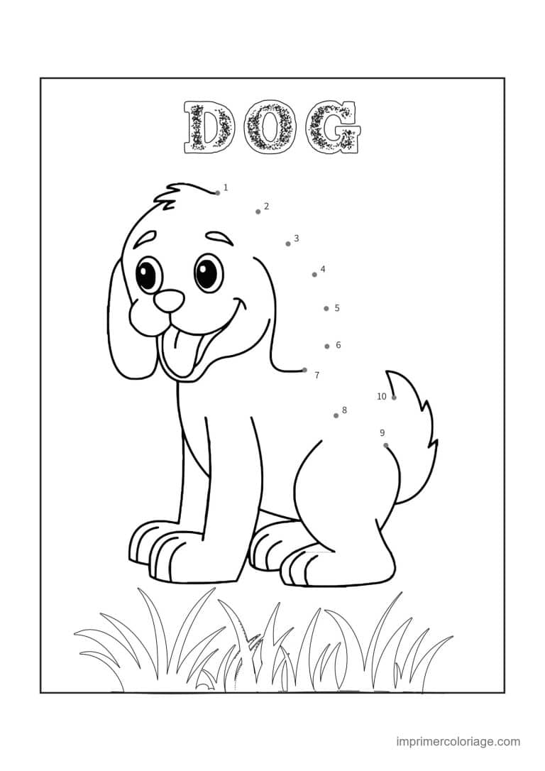 point a relier moyenne section 1 a 10 chien assis - dessin gratuit &agrave; imprimer