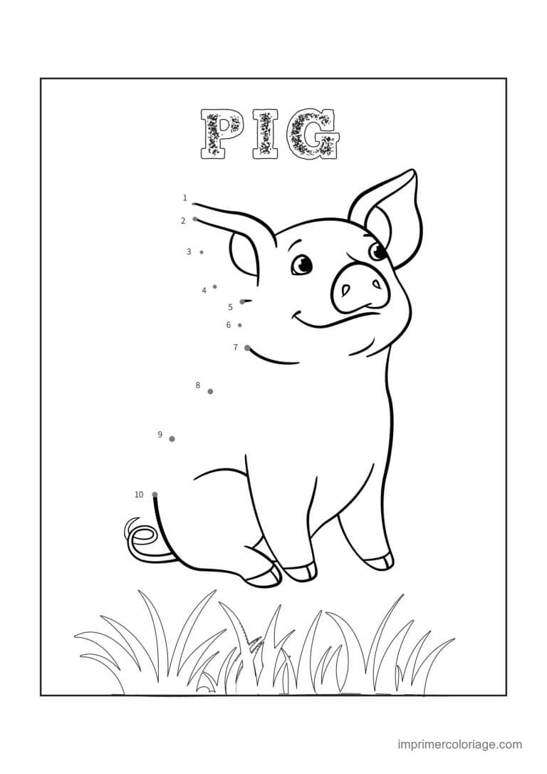point a relier moyenne section 1 a 10 cochon - dessin gratuit &agrave; imprimer