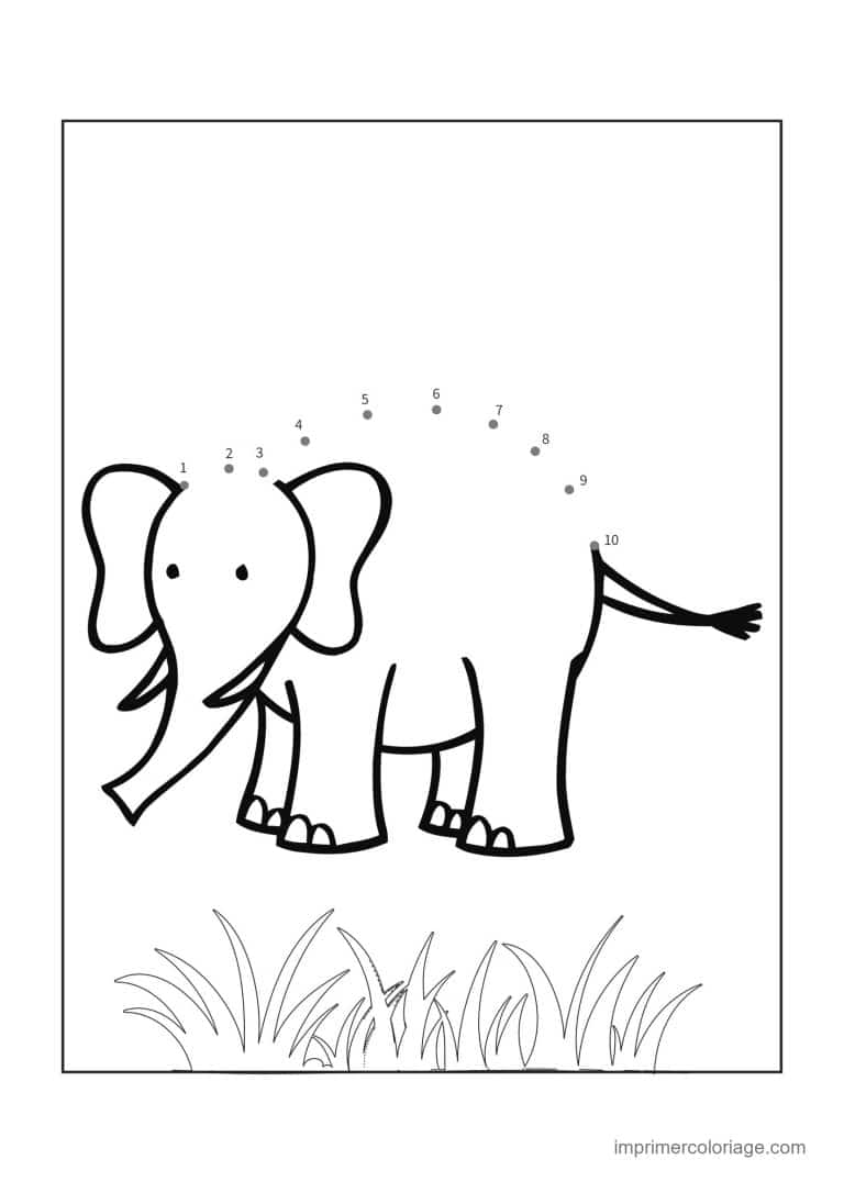 point a relier moyenne section 1 a 10 elephant - dessin gratuit &agrave; imprimer