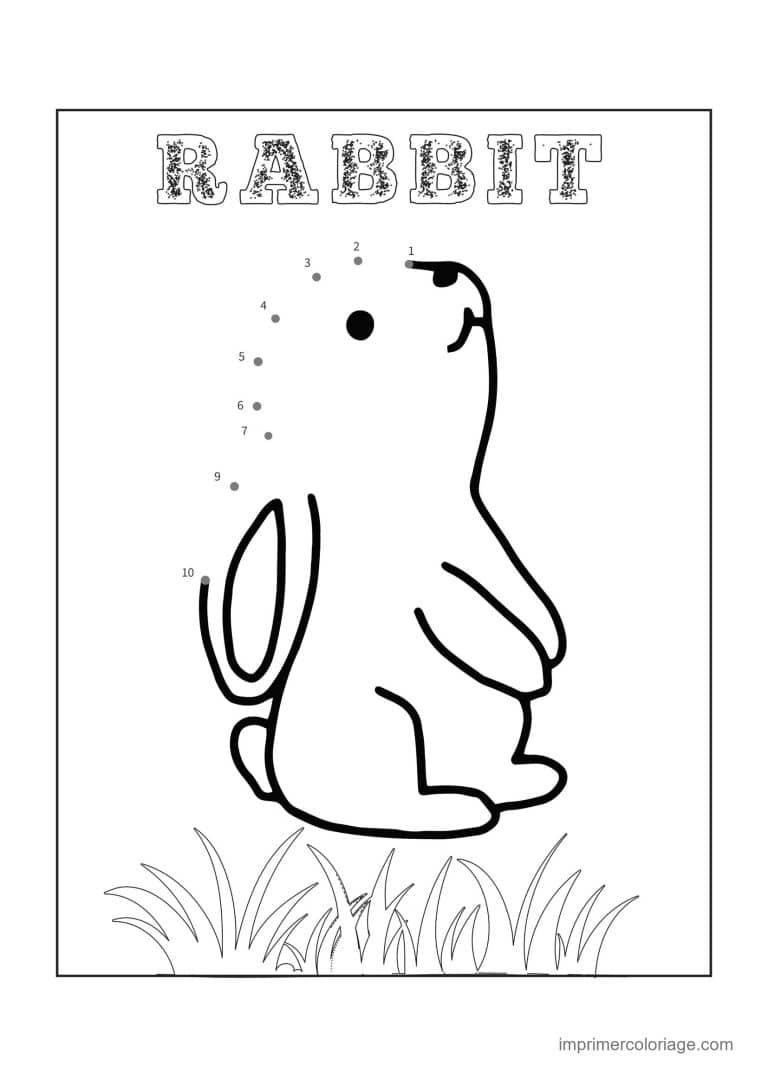 point a relier moyenne section 1 a 10 lapin assis - dessin gratuit &agrave; imprimer