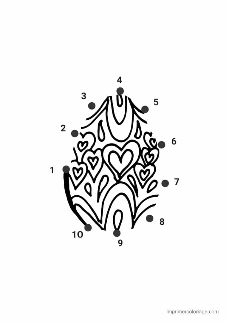 point a relier moyenne section 1 a 10 oeuf de paques a coeurs 3 - dessin gratuit &agrave; imprimer
