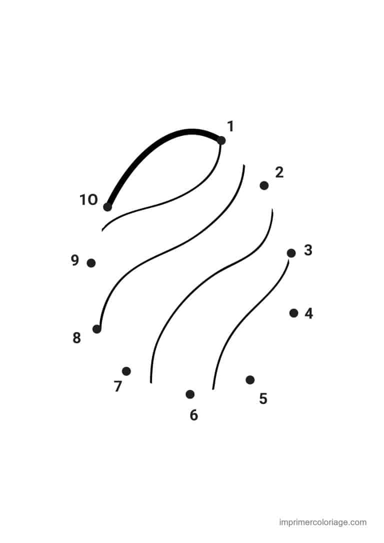 point a relier moyenne section 1 a 10 oeuf de paques a courbes - dessin gratuit &agrave; imprimer