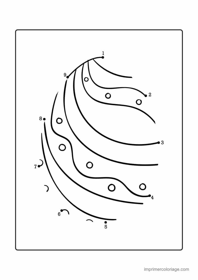 point a relier moyenne section 1 a 10 oeuf de paques a spirales - dessin gratuit &agrave; imprimer