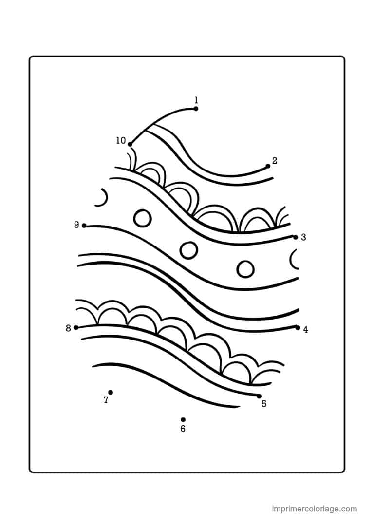 point a relier moyenne section 1 a 10 oeuf de paques a vagues - dessin gratuit &agrave; imprimer