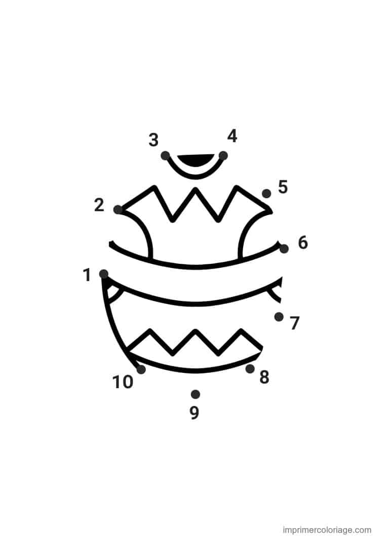 point a relier moyenne section 1 a 10 oeuf de paques a zigzags - dessin gratuit &agrave; imprimer