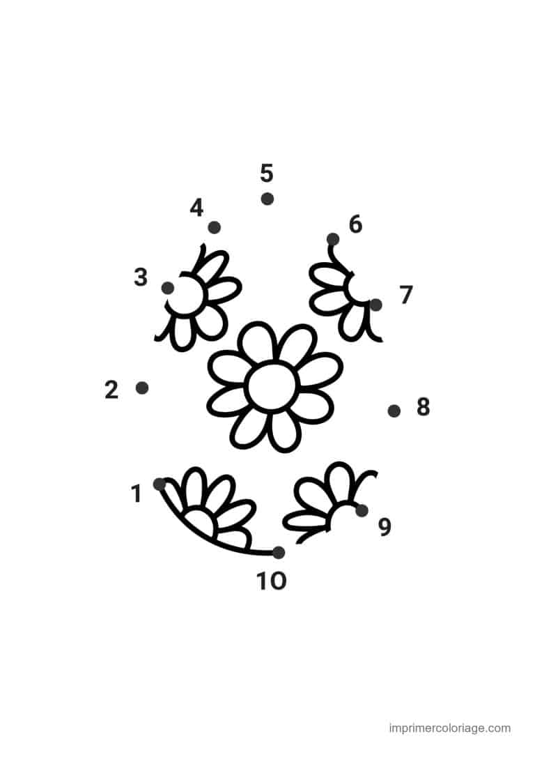point a relier moyenne section 1 a 10 oeuf de paques fleuri - dessin gratuit &agrave; imprimer