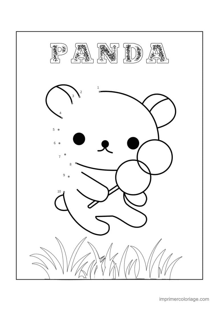 point a relier moyenne section 1 a 10 panda avec des ballons - dessin gratuit &agrave; imprimer