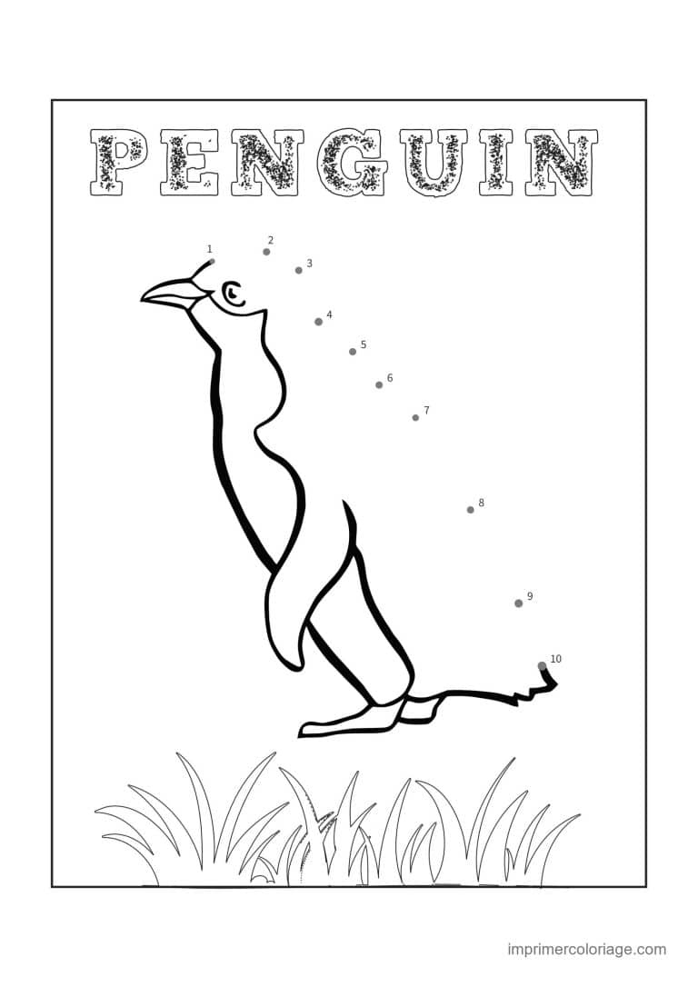 point a relier moyenne section 1 a 10 pingouin - dessin gratuit &agrave; imprimer