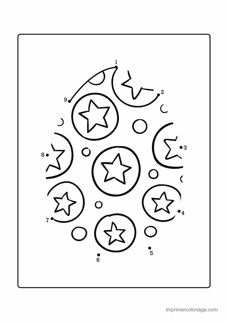 point a relier moyenne section 1 a 9 oeuf de paques aux etoiles - dessin gratuit &agrave; imprimer