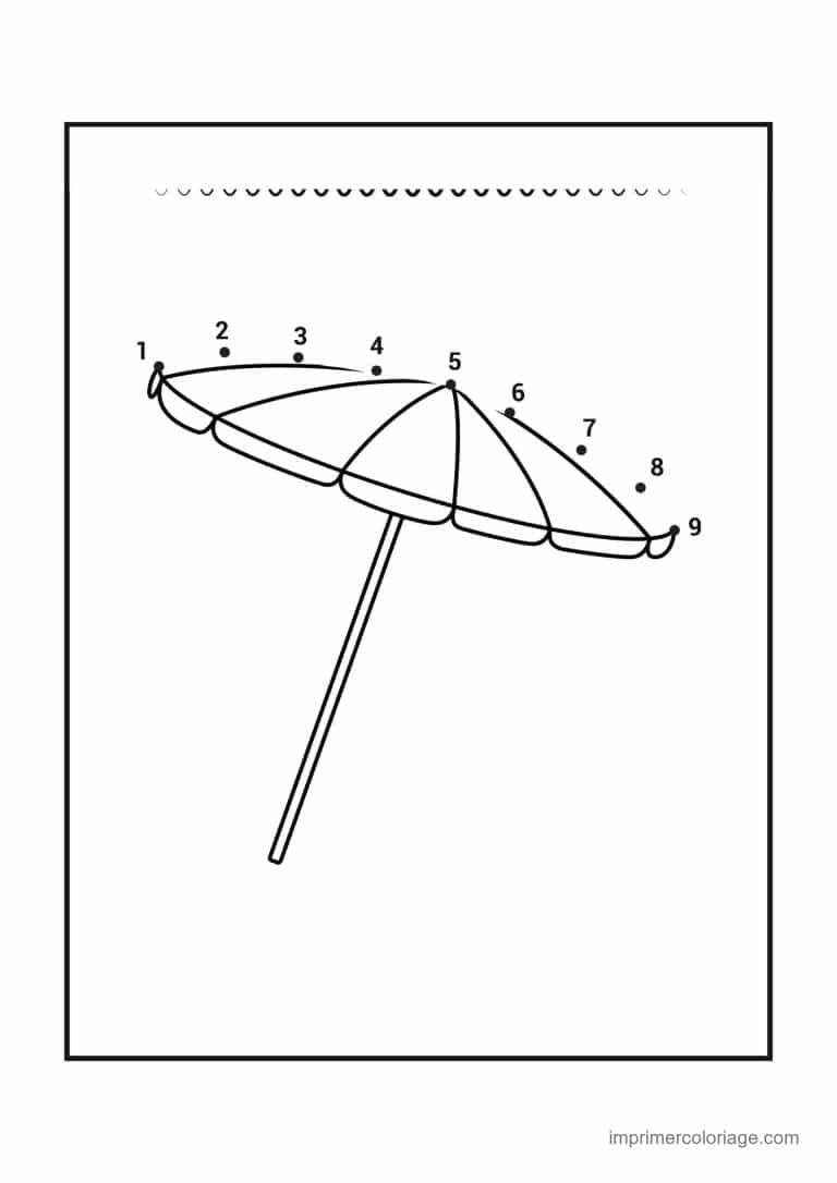 point a relier moyenne section 1 a 9 parasol incline - dessin gratuit &agrave; imprimer