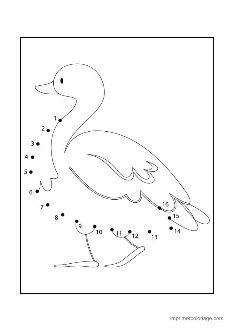 point a relier oiseau 1 a 16 cygne - dessin gratuit &agrave; imprimer