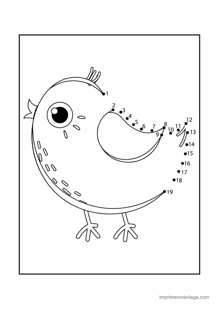 point a relier oiseau 1 a 19 oiseau dodu - dessin gratuit &agrave; imprimer