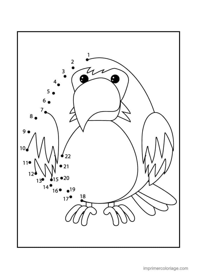 point a relier oiseau 1 a 22 oiseau perche - dessin gratuit &agrave; imprimer