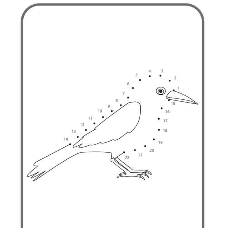 point a relier oiseau 1 a 23 corbeau perche - dessin gratuit &agrave; imprimer