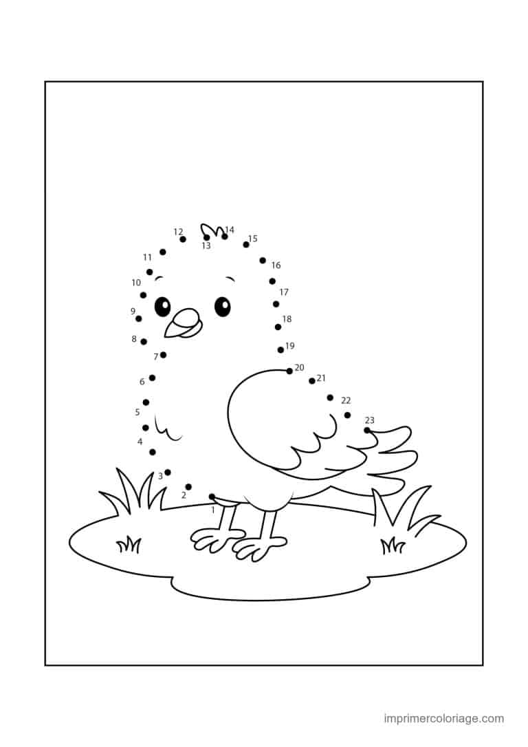 point a relier oiseau 1 a 23 oiseau dans l herbe - dessin gratuit &agrave; imprimer