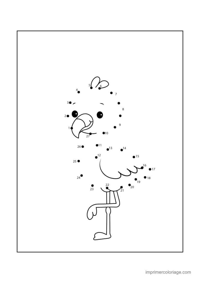 point a relier oiseau 1 a 27 flamant rose - dessin gratuit &agrave; imprimer
