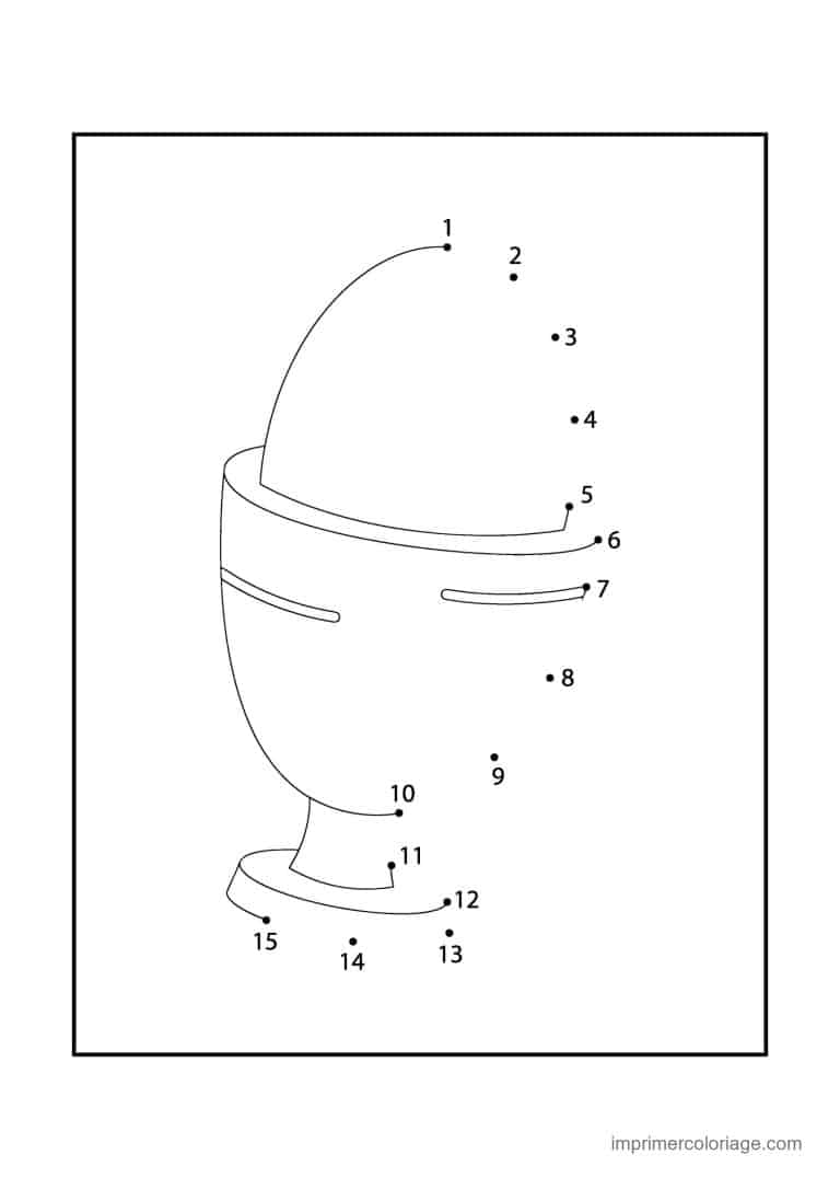 point a relier paques 1 a 15 oeuf dans son coquetier - dessin gratuit &agrave; imprimer