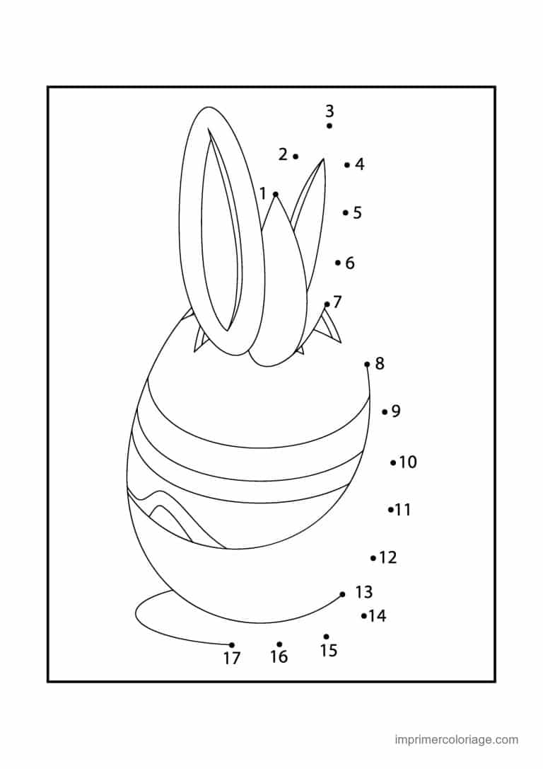 point a relier paques 1 a 17 oeuf aux oreilles de lapin - dessin gratuit &agrave; imprimer