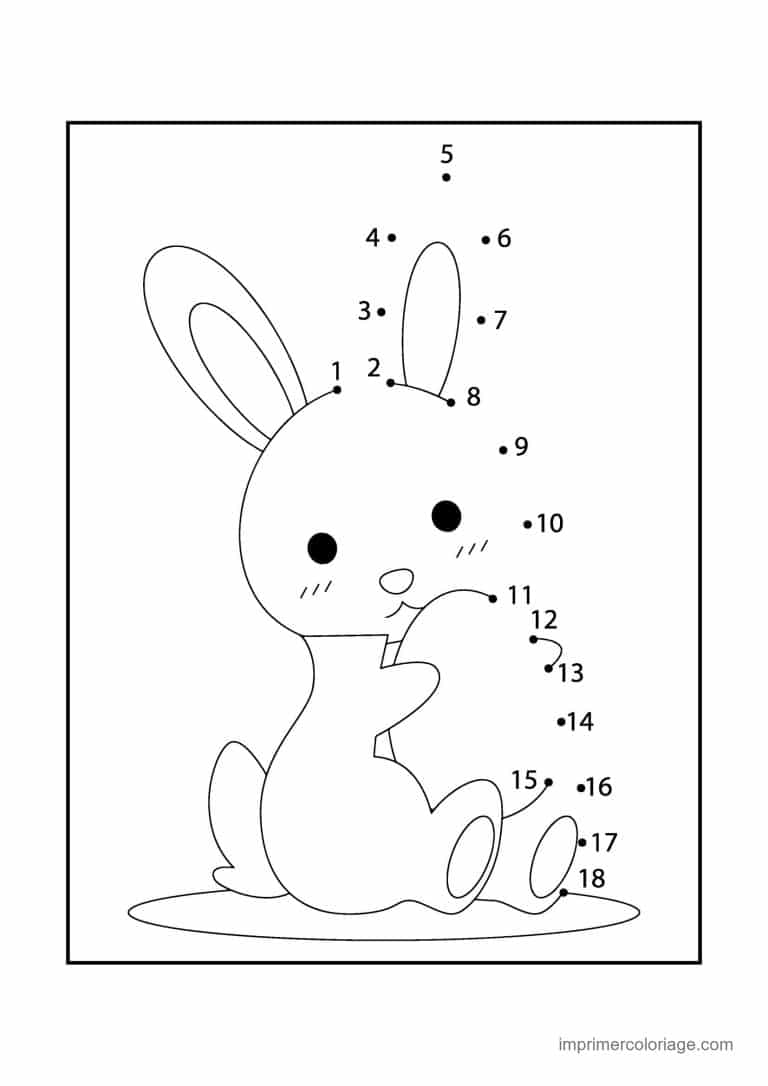 point a relier paques 1 a 18 lapin qui tient une carotte - dessin gratuit &agrave; imprimer