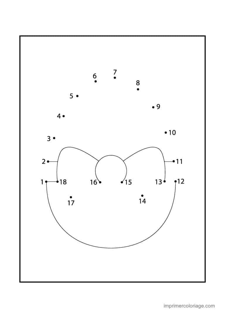 point a relier paques 1 a 18 oeuf aux oreilles de lapin - dessin gratuit &agrave; imprimer